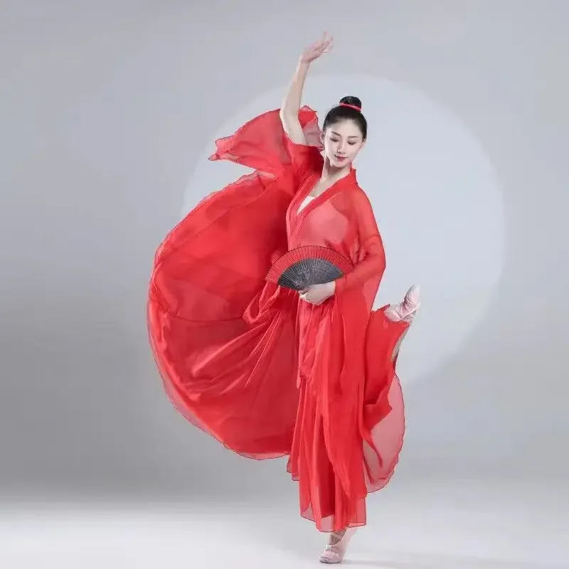 

Ancient Chinese Traditional Clothing Hanfu Women Girls Stage Performance Folk Dance Costume Women Long Sleeve Dress