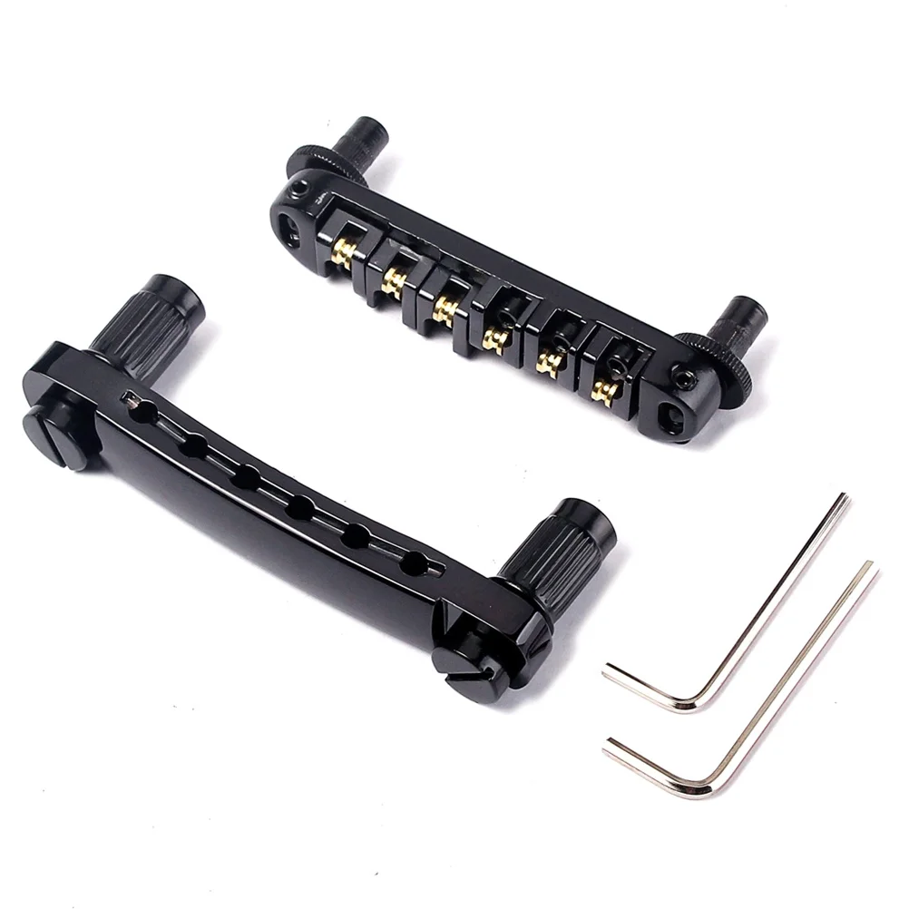 

Roller Saddle Bridge Tailpiece Kit Black for Style Electric Guitar Replacement Professional DIY Tune Matic Guitar