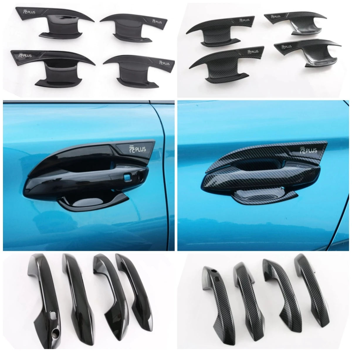 

For BYD Atto 3 Yuan Plus 2022 2023 Carbon Fiber Look Car Door Handle Catch Protection Cap Cover Trim