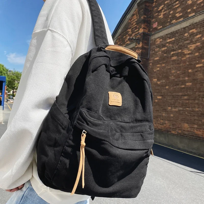 Nowa, modna, codzienna, stylowa torba na laptopa z płótna w kolorze zielonym dla dziewczyn i chłopców, plecak studencki, plecak damski i męski, plecak na uczelnię, plecak podróżny dla kobiet i mężczyzn. — zdjęcie 3