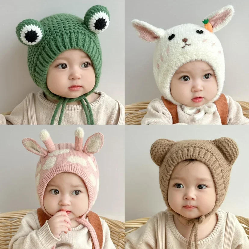 Autumn and winter baby princess lace 3 months -2 years old children's knitted warm hat