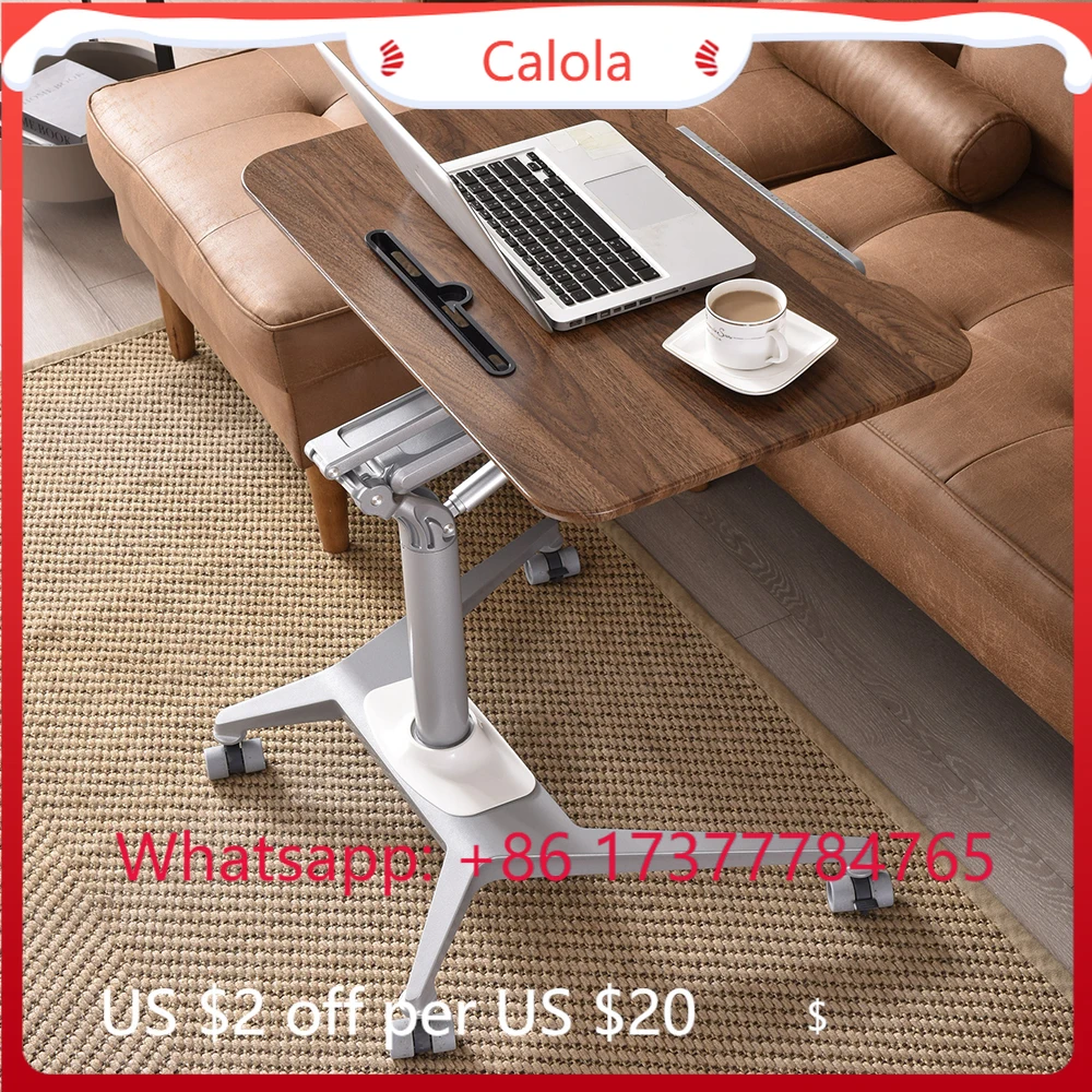 Foldable Height Adjustable Computer Study Mobile Pulley Fixed Bedside Home Desk