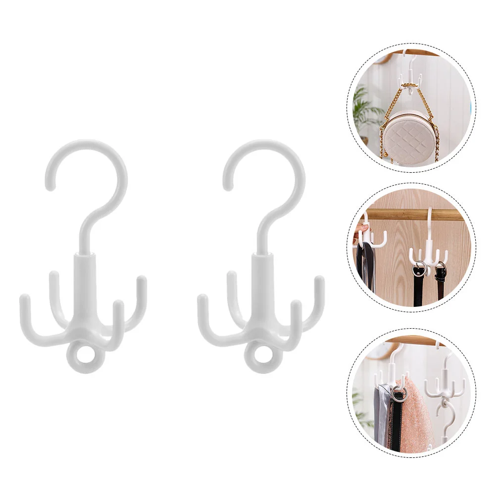 

2 Pcs Shoe Rack Four Claw Swivel Hook Clothing Hangers Indoor Clothes Drying Hanging Kit Abs Velvet Socks