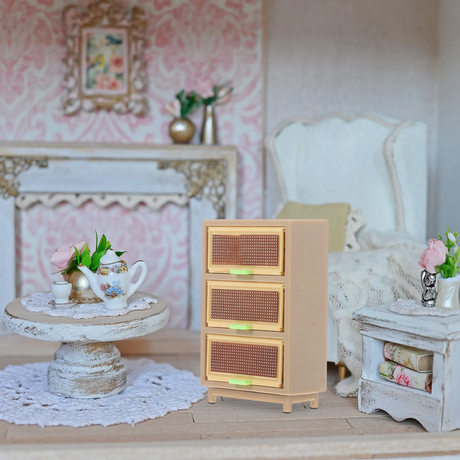 

2Pcs Mini Drawer Cabinet for Dollhouse Miniature Furniture Set Stylish Acrylic Storage Cabinet Decor for Mini House Living Room