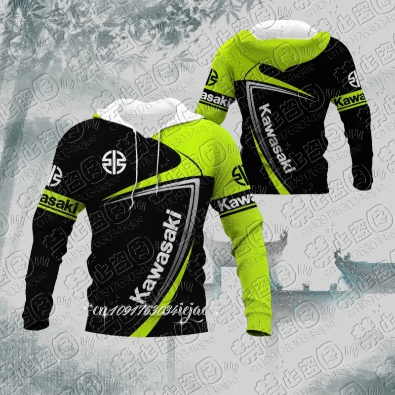 

2026 New Spring and Autumn 3D Print Kawasaki Ninja Motorcycle Riding Off-Road Pullover Extreme Sports Adventure Unisex Hoodie