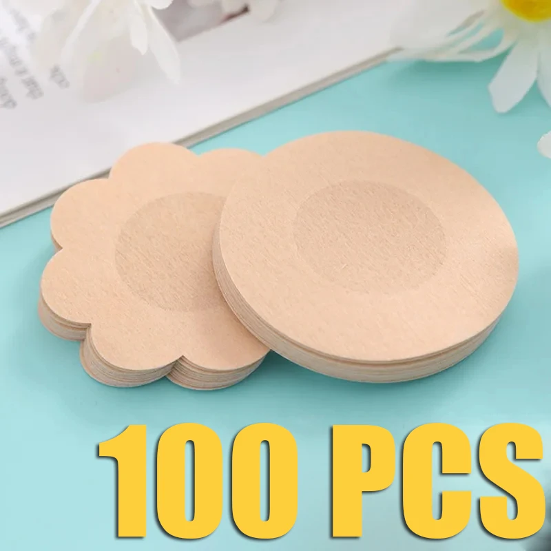 

100PC Cloth Nipple Cover Teat Hide Women Disposable Nipple Pasties Piece Breast Petals Invisible Bra Padding Chest Sticker Patch