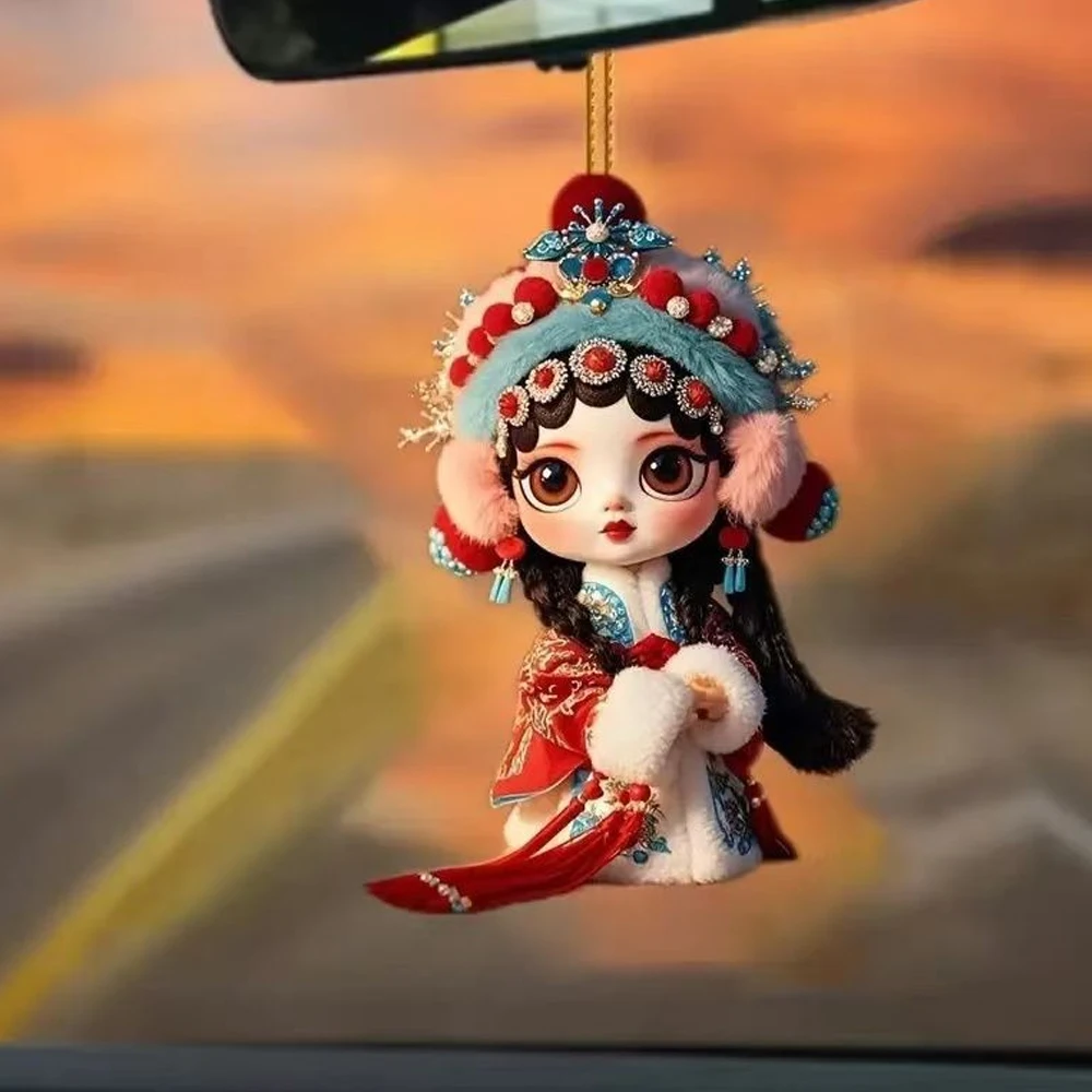 Estilo chinês ópera de pequim chaveiro fantoche dramático 2d acrílico avião pingente chaveiro mochila interior do carro meninas acessórios