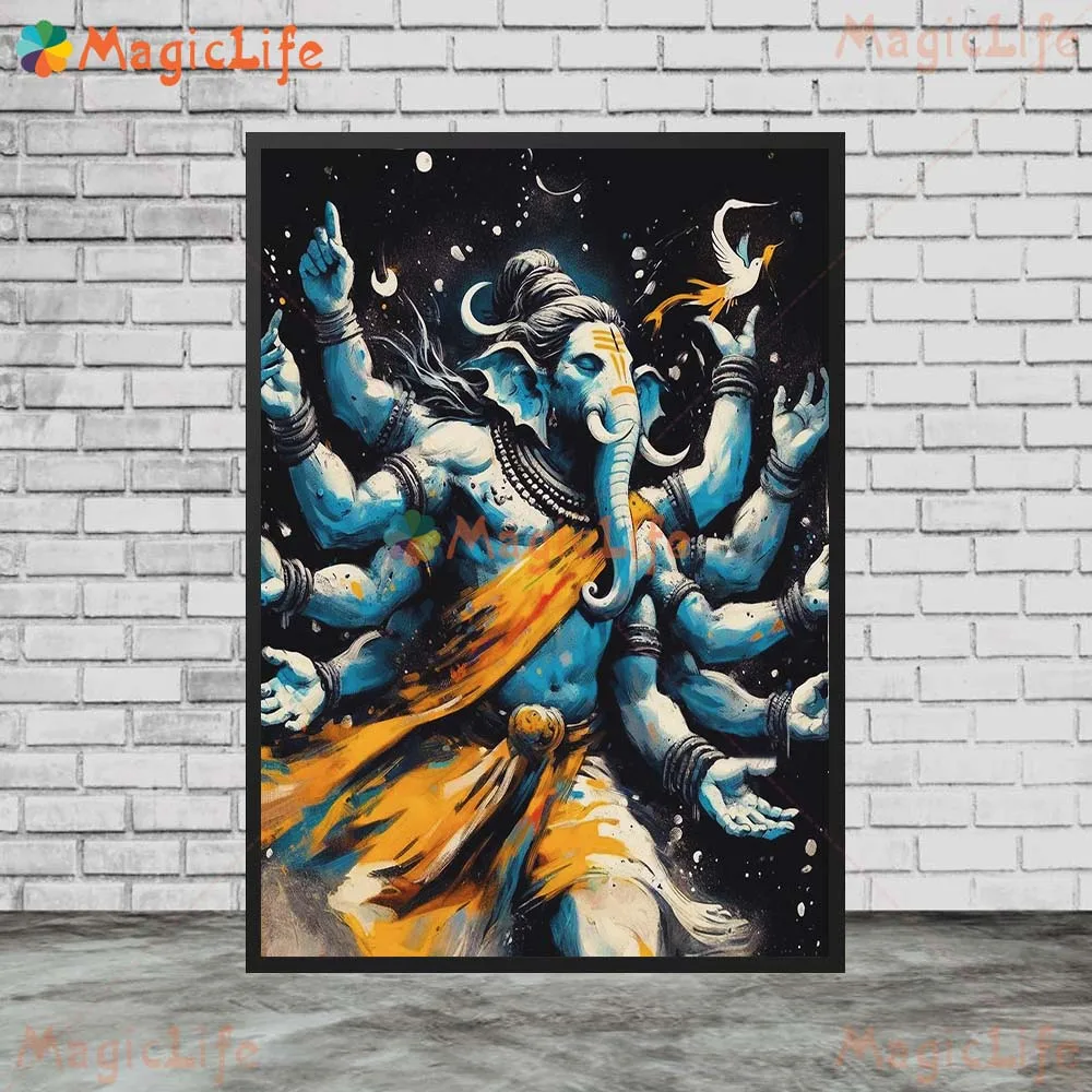 Ganesha Kali Religion Shiva Parvati Hinduism Hanuman Wall Pictures For Living Room Poster Wall Art Canvas Painting Unframed