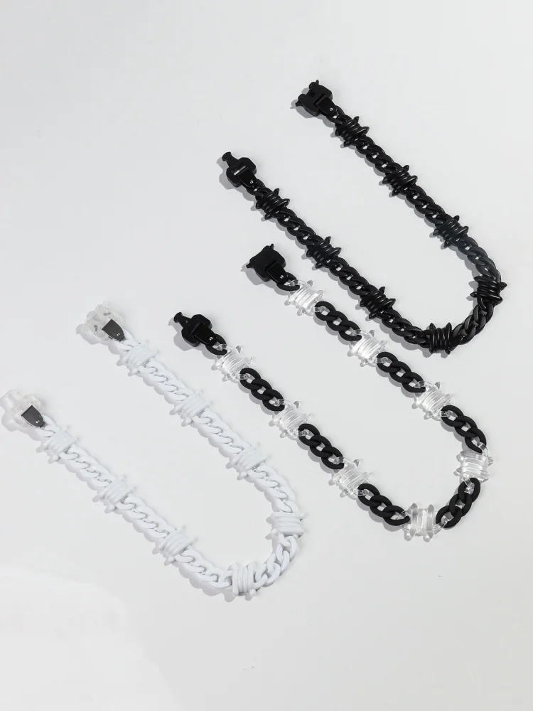 Neue bunte klobige Bambusrohr-Perlen-Acryl-Halsband für Frauen und Männer, Statement-Ellenbogenstapel-Halskette, französischer trendiger Schmuck, Geschenk – Detail 10