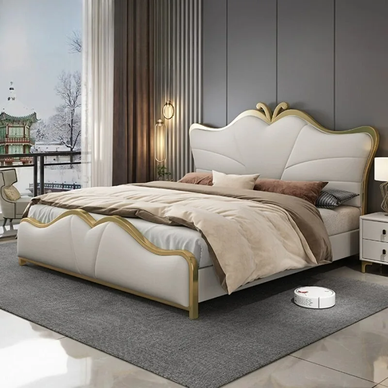 

Nightstands Queen Size Bed Headboard Sleeping Nordic Minimalist Bed Frame Luxury Muebles Para Dormitorio Bedroom Set Furniture