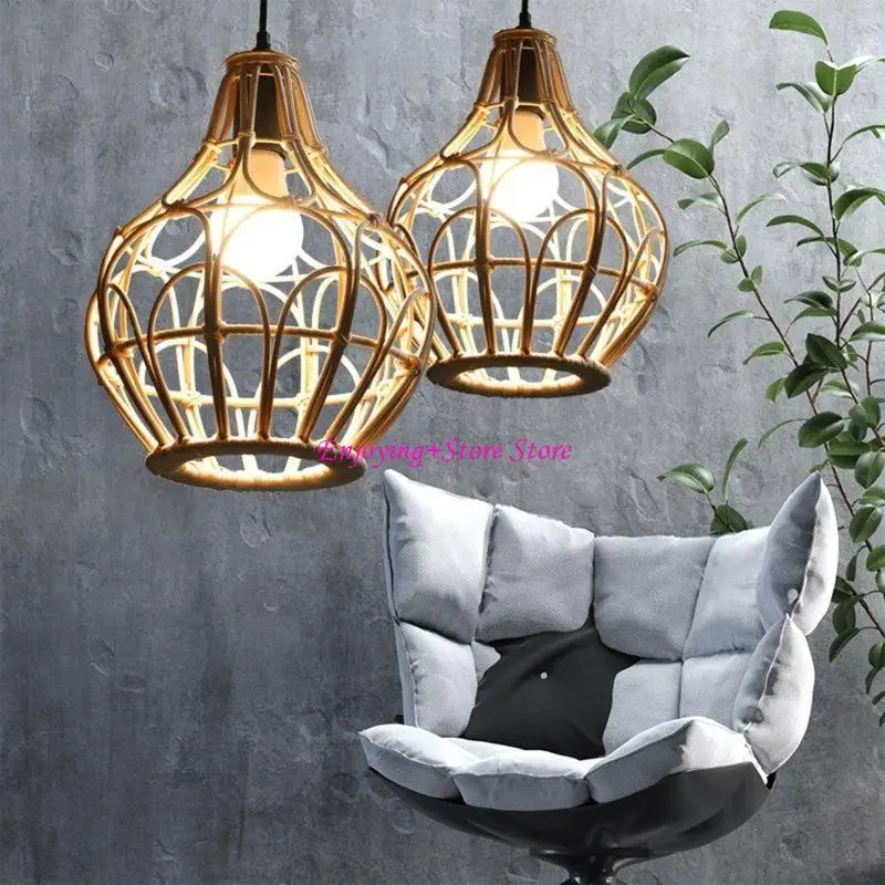 

G6DA Minimalist Light Bulb Cover Handwoven Rattan Retro for Headlights