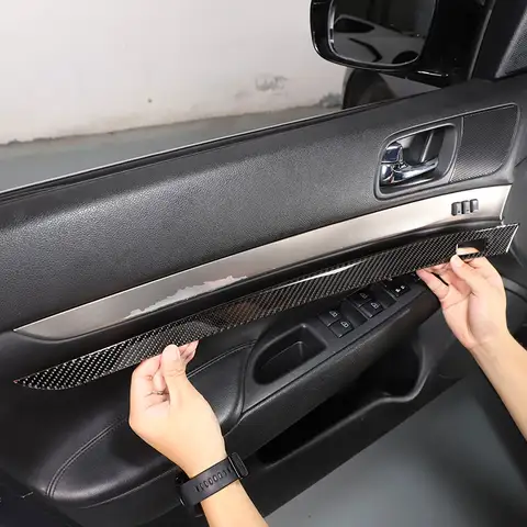 부드러운 탄소 섬유 자동차 내부 문짝 패널 커버 트림 스티커, 인피니티 G25 G35 G37 2007-2013 용, 자동차 액세서리
