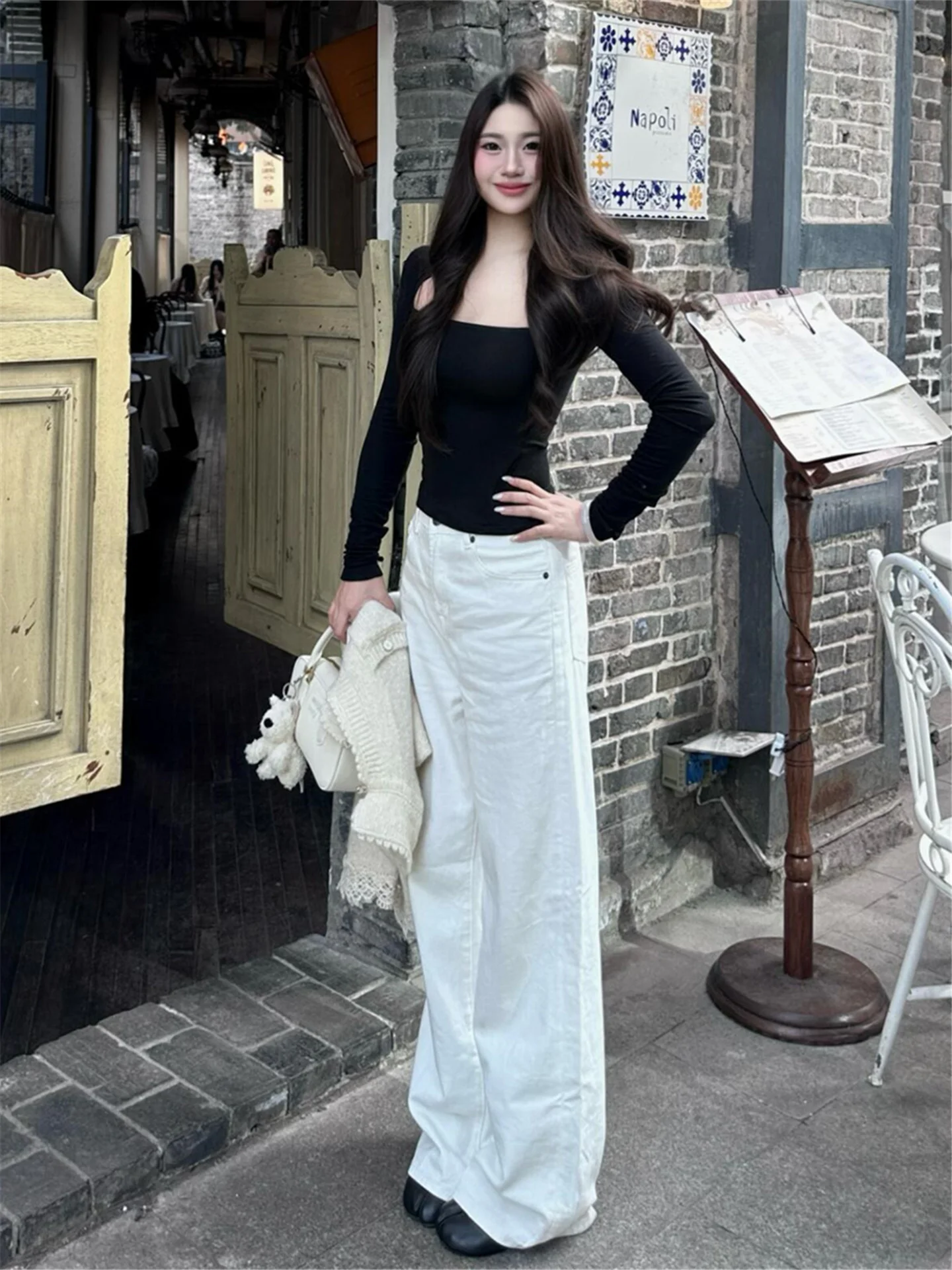 

High Waist Wide Leg Straight Cut Jeans Women's plus Size Extended Length Color Spring Fashion Casual Cotton Denim