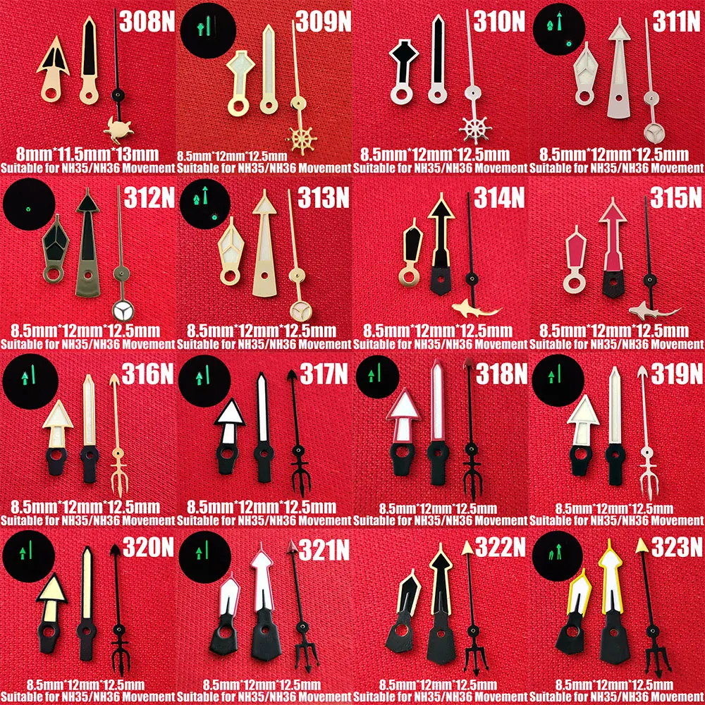 Heißer verkauf Hohe Qualität NH35 NH36 NH38 NH70 NH72 4R35 4R36 Uhr Hände Grün Leuchtende Rose Gold Silber GoldRot Blau Uhren hände