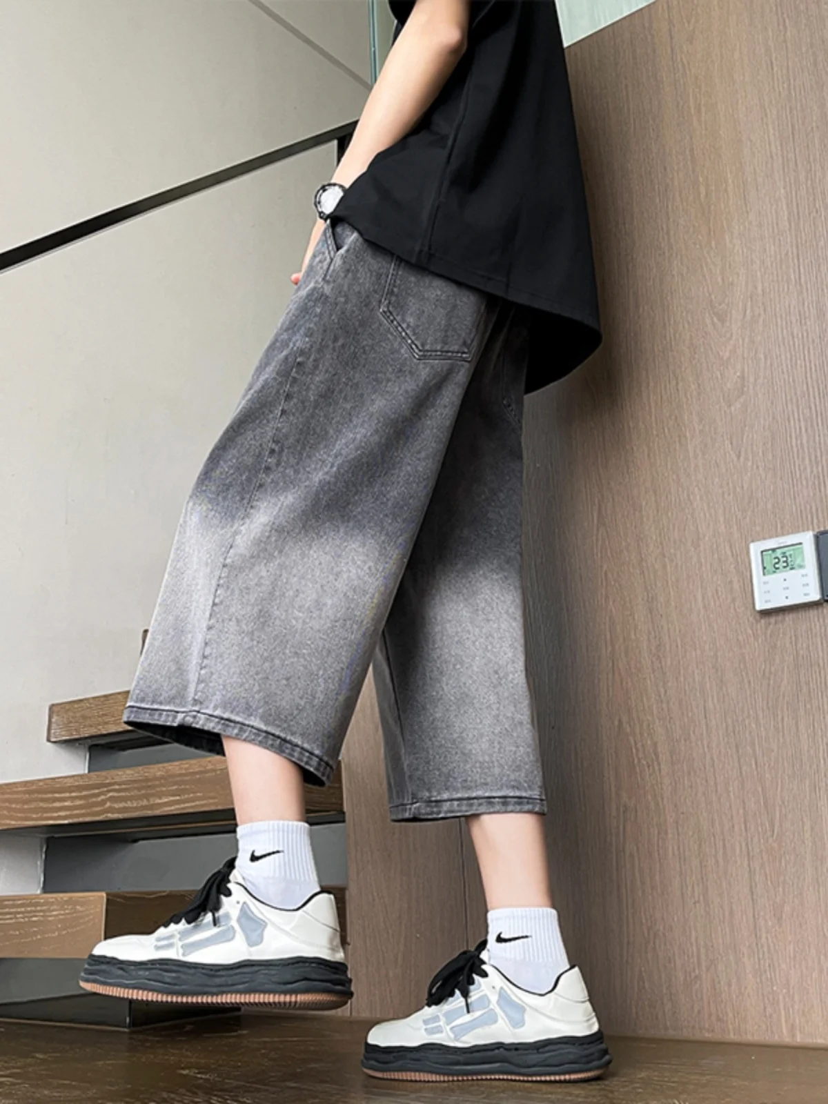 

Цветные джинсы, мужские летние тонкие американские повседневные брюки в стиле ретро, широкие брюки, восьмер детали, модные прямые джинсы-трубы, хлопковые брюки...