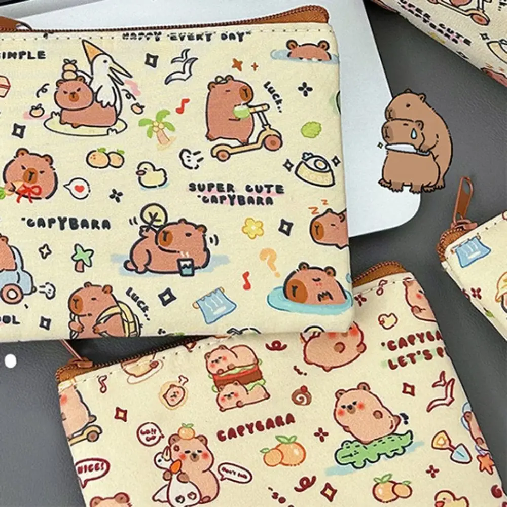 Capybara Zipper Coin Purse, lona carteira, fone de ouvido, bolsa protetora, bolsa de dinheiro, exterior