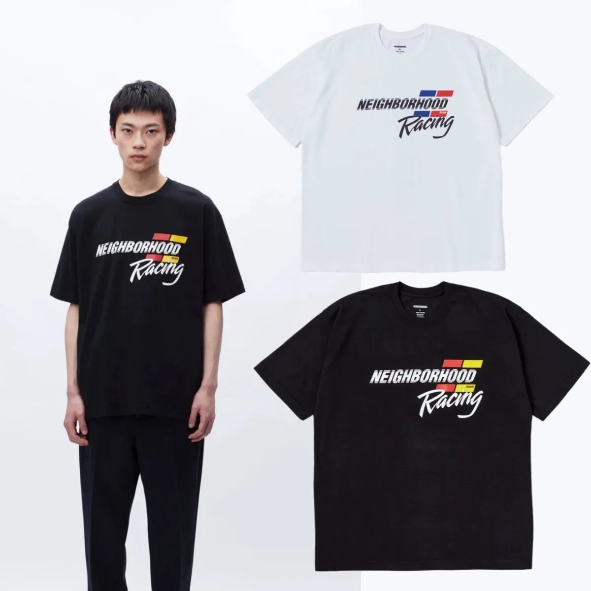 

Футболка унисекс NBHD 26SS из плотного хлопка с винтажным принтом, свободного кроя, с круглым вырезом и коротким рукавом, в стиле ретро