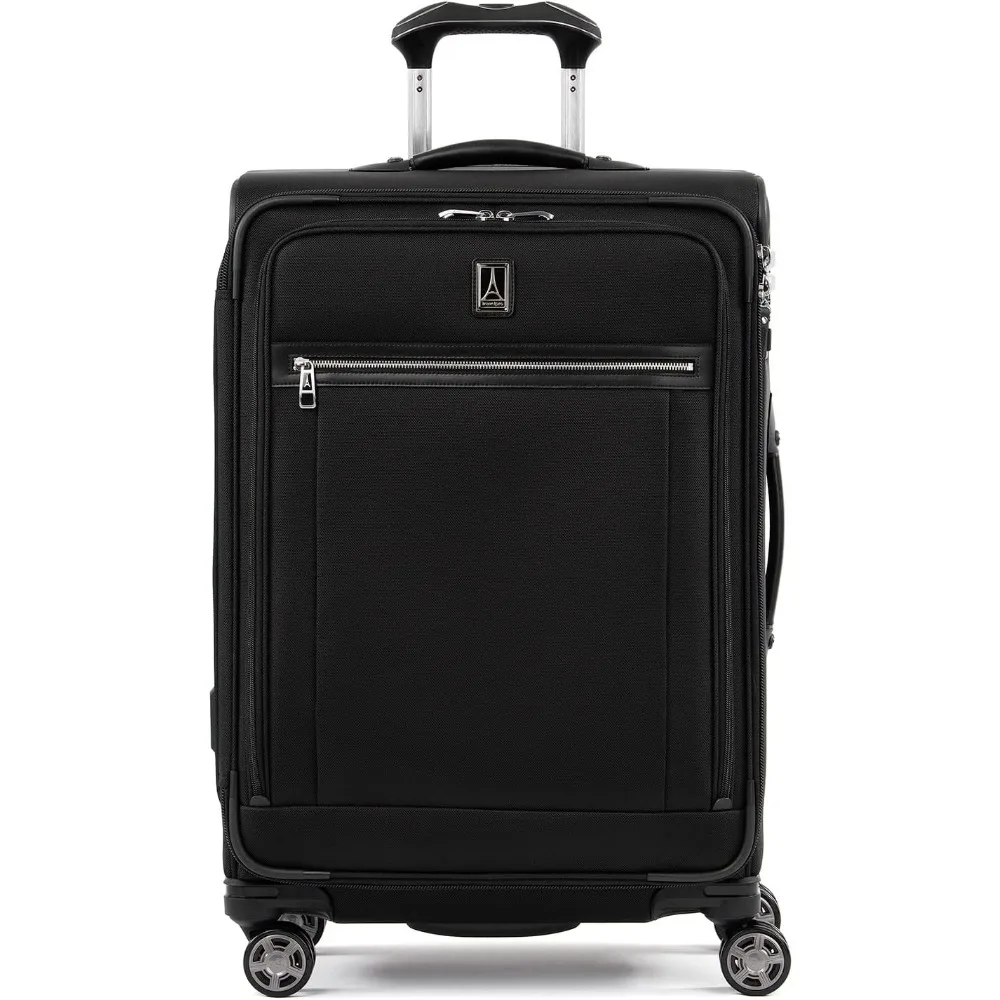 

Platinum Elite Softside Expandable Checked Luggage, 8 Wheel Spinner Suitcase, TSA Lock, Men and Women, Shadow Black,