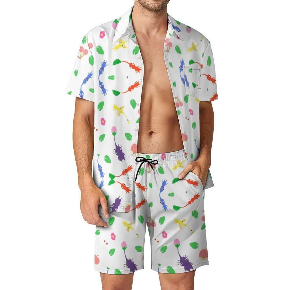 Cute Pikmin Pattern Jigsaw Puzzle  Home Men's Beach Suit Funny Graphic 2 Pieces Suit  High Grade