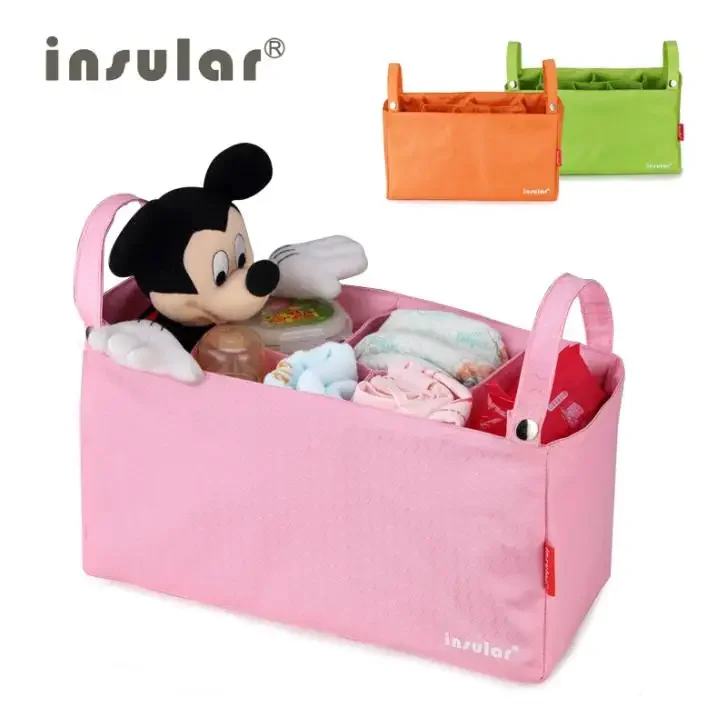 Waterproof Cart hanging Portable 600D Polyester Mommy Travel Baby Diaper Bag Thermal Stroller Hanging Nappy Bag Inner Liner