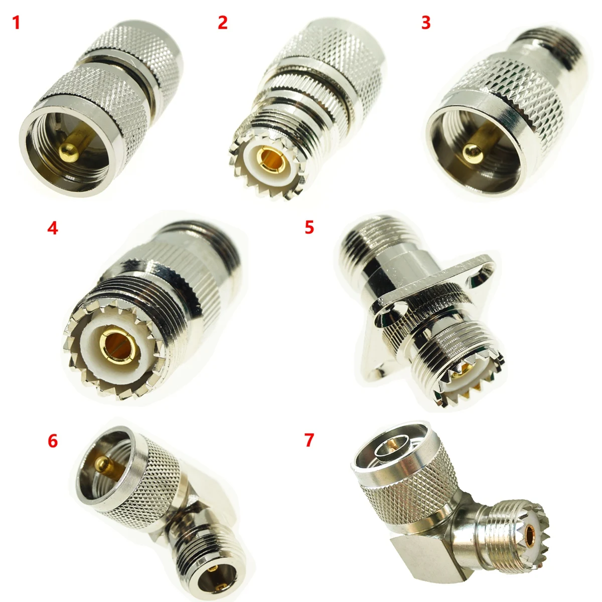 1Pcs SO239 PL259 UHF Male Female To N TYPE Connector Jack Plug N Flange Right Angle Coax conector set RF Copper Coaxial Adapter