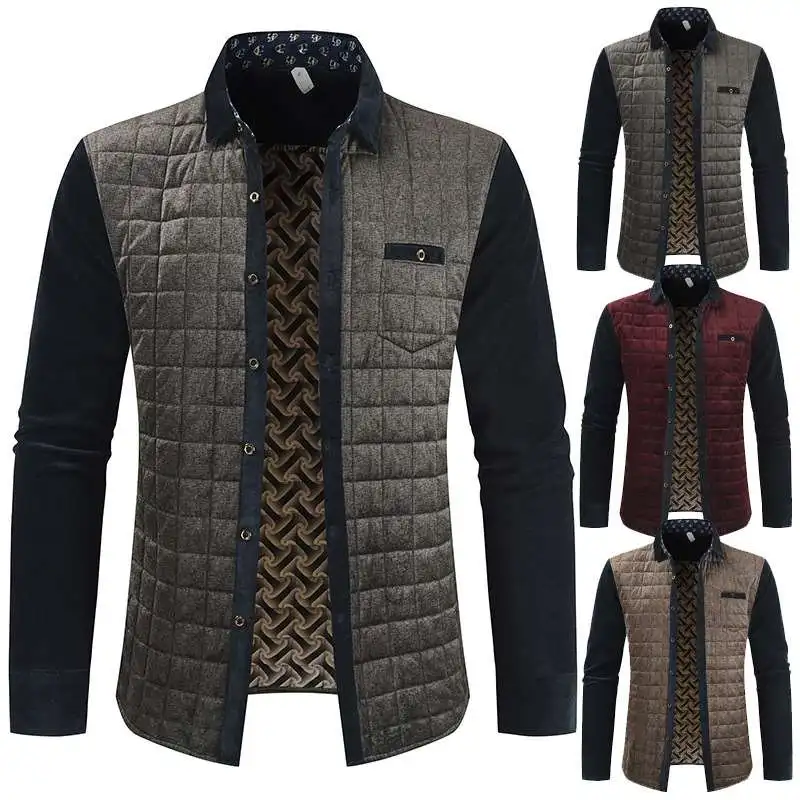 

New Spring Autumn plus Velvet Casual Middle-aged Men's Jaet Busin Gentleman Sle Single-button Flip Collar Regular Length
