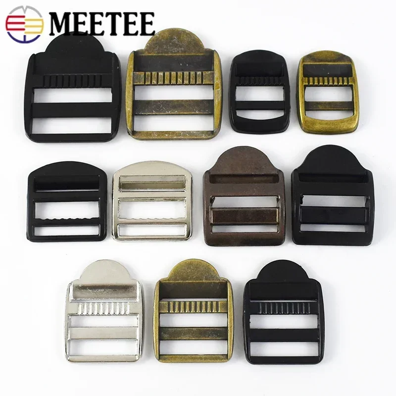 4Pcs Meetee 20/25/32mm Metal Strap Adjuster Tri-Glide Buckle Backpack Shoulder Belt Connect Clasp DIY Leather Craft Accessories