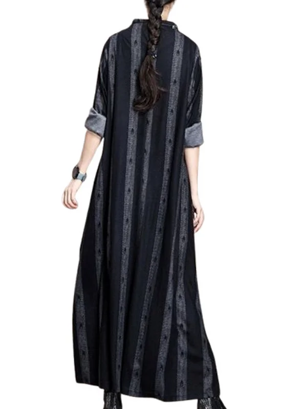 Retro impressão emagrecimento longo sve dr robe feminino outono nova chegada camada base vintage sle cintura solta saia linha a