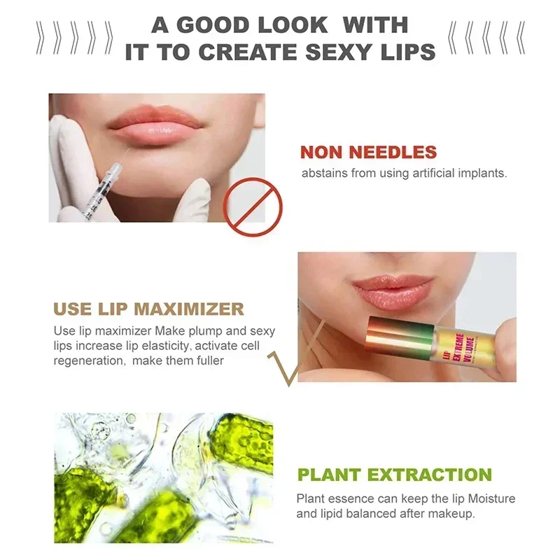 Serum Minyak pemadat bibir riasan tahan lama Esens penebal instan memperbaiki garis halus Bibir meningkatkan elastisitas Lipbalm seksi