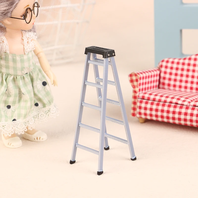 New 1:12 Dollhouse Mini Plastic Ladder Model Dollhouse Furniture Ladder Decor Toy Accessories Micro Scene Construction Props