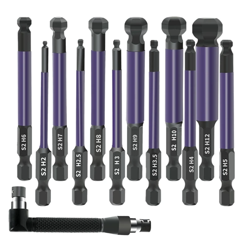 L69A 13Pcs Ball Screw Driver Bit Ball End End Set 2/2.5/3/3.5/4/5/6/7/8/9/10/12mm Screw Driver Bit Set