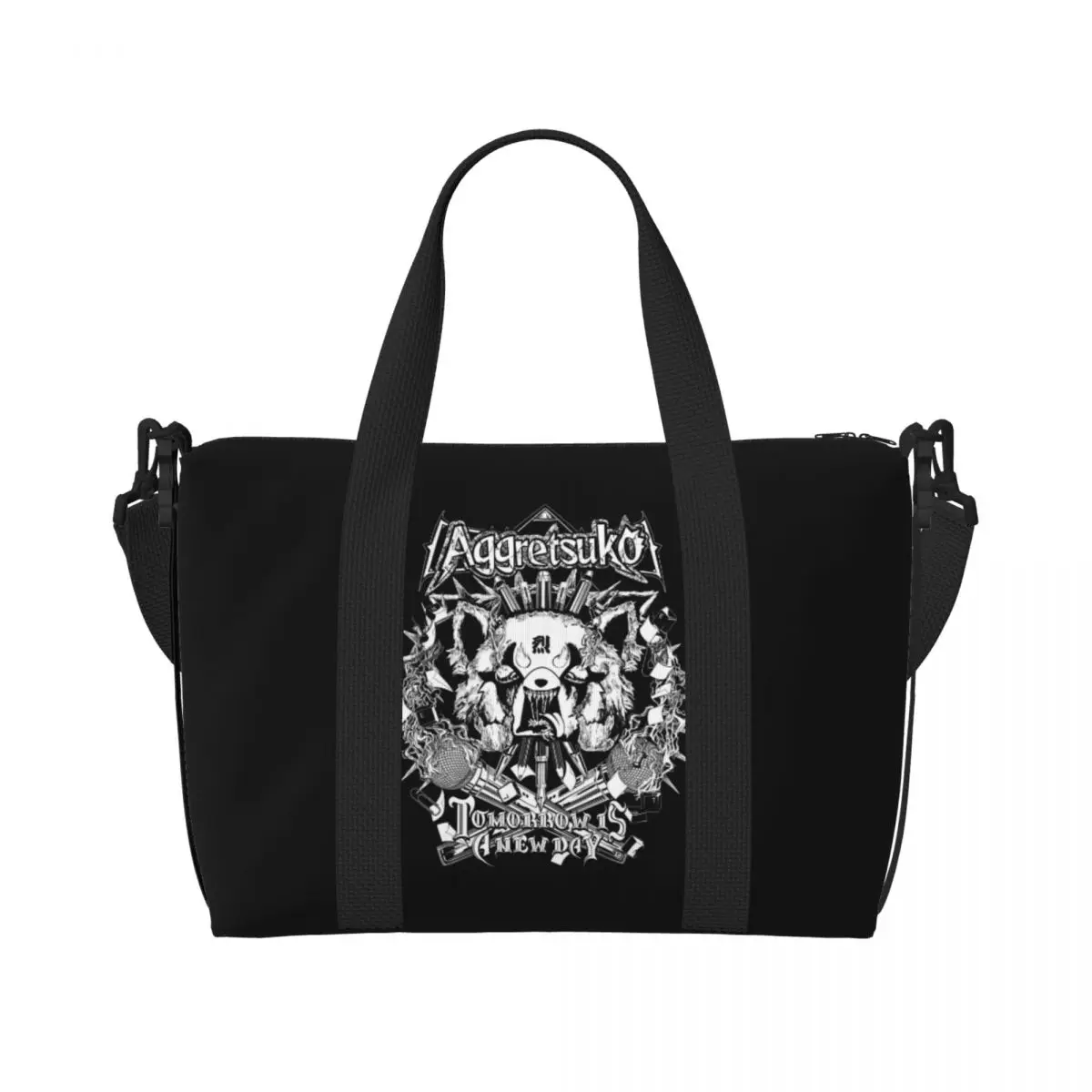 

Пользовательские агрессивные пляжные сумки Retsuko, женские анимационные сумки с большим отделением для пляжного спортзала, дорожные сумки