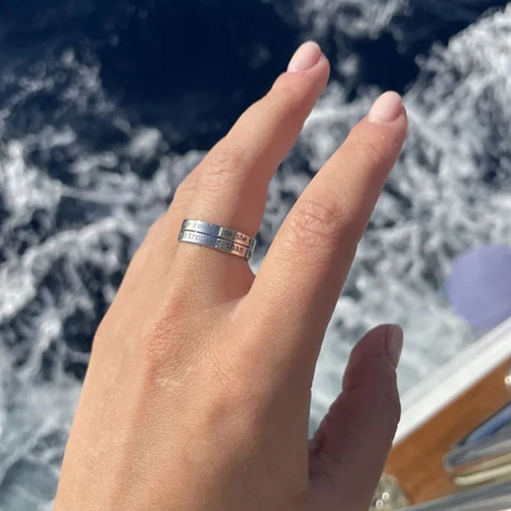 Cooltime Positive Words Inspirational Ring for Women Men Stainless Steel Finger Rings Fashion Jewelry Friendship Engagement Gift