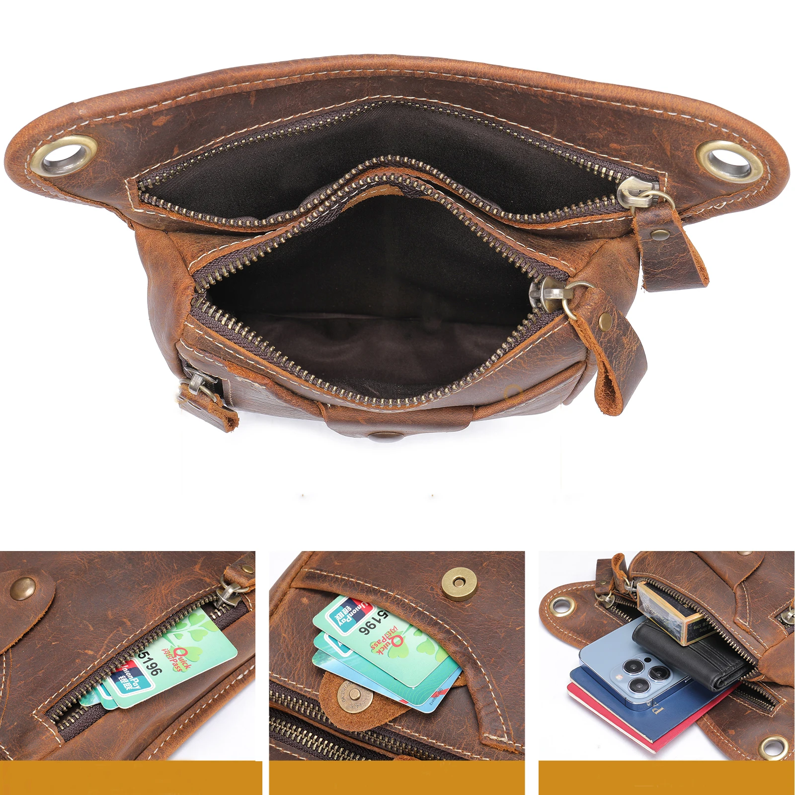 Genuine Leather Drop Leg Bag Outdoor Waist Pack for Men Women Tactical Military Motorcycle Bike Cycling Fanny Travel Belt Bags