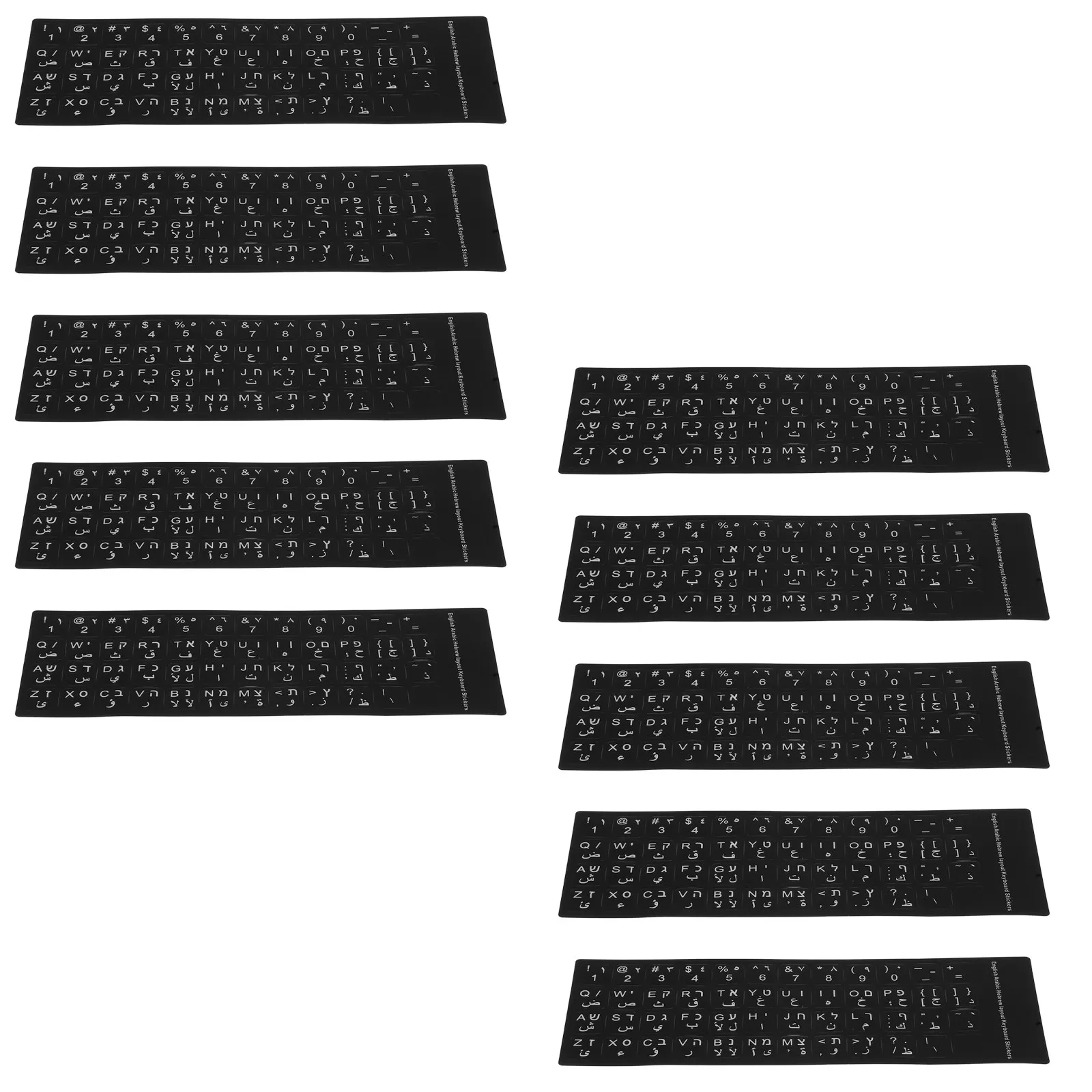 10Pcs Keyboard Sticker Set English Arabic Hebrew Replacement Keyboard Key Labels Precise Fit Matte Finish for Mechanical