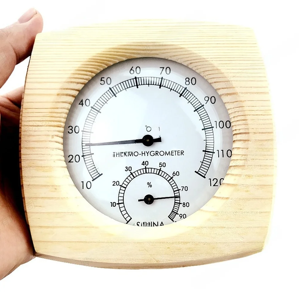 Sauna Thermometer Hygrometer with Wooden Frame for Accurate For Indoor Temperature and Humidity Measurement from 0% to