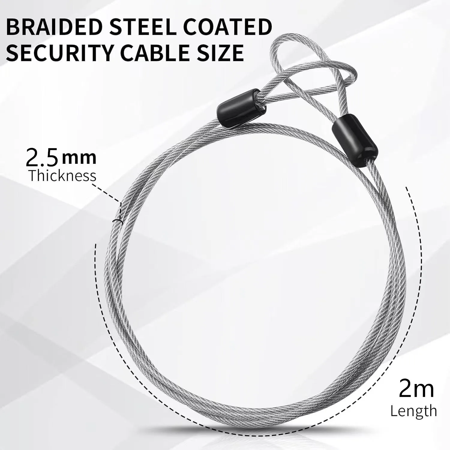 2m Rubber-Coated Steel Wire Rope, Universal for Combination Lock, Anti-Theft Steel Cable Lock, Suitable for Luggage Bags, Outdoor Travel, Camping Style Clothing, Etc