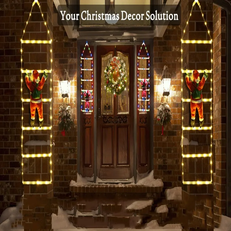 سانتا كلوز تسلق سلم LED مصباح معلق عيد الميلاد ديكور سلم ضوء في الهواء الطلق مقاوم للماء الطنف مصباح ملون للزينة