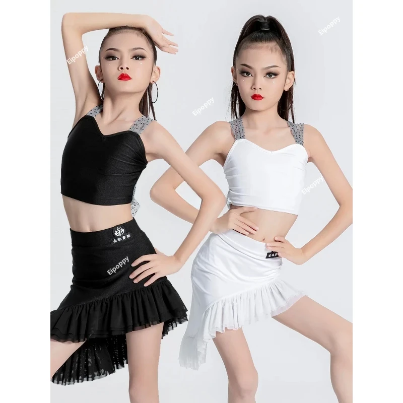 

Girl Latin Dance Dress Ballroom Children Dance Costume Salsa Black Kids Tango Dresses Dancing Stage Performance Clothing