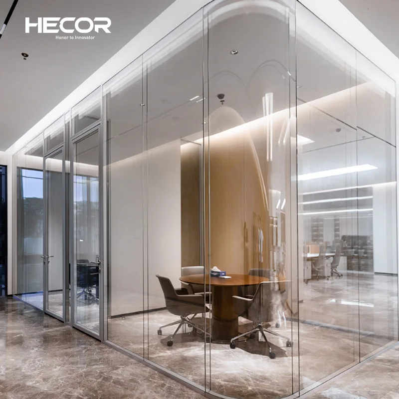 

Индивидуальный современный коммерческий алюминиевый профиль, звукоизоляция, безрамная матовая портативная офисная стеклянная перегородка