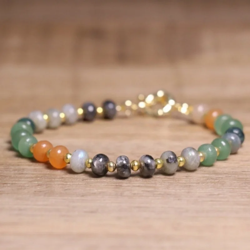 New Natural Gemstone Bracelet, Turquoise Smoke Crystal, Lapis Stone Bead Bracelets Women's Fashion Gift