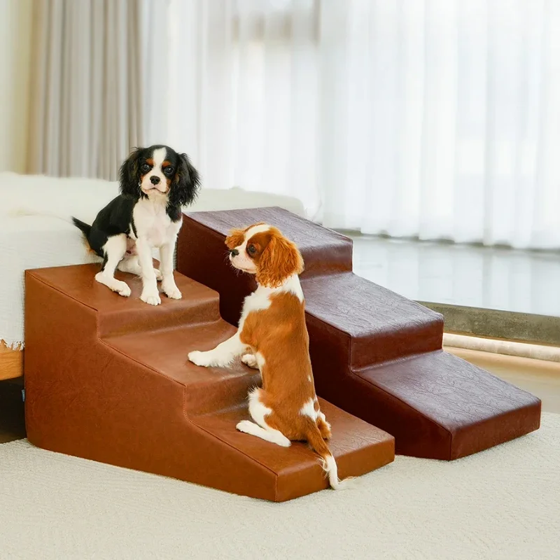 

Pet Stairs for Large Dogs Cats Super Wide Ramp Adjustable Ladder Non-Slip Steps for High Beds or Couches High-Density Sponge