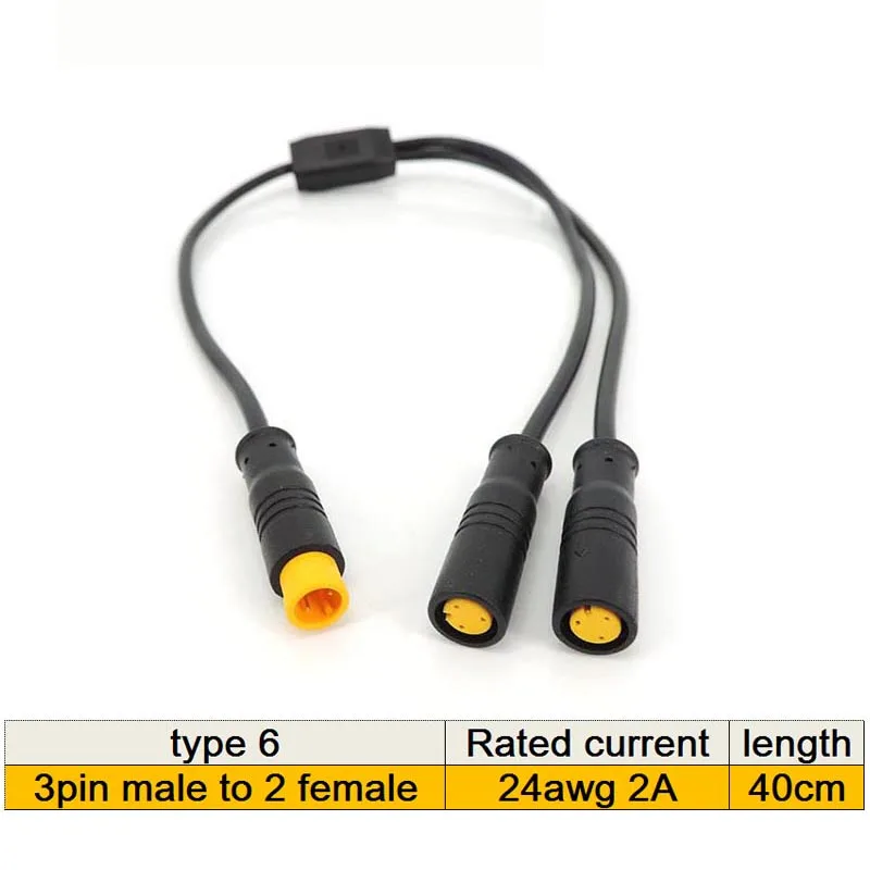 M8 Wasserdichter 3-Pin Elektrofahrrad-Verbindungsstecker Männlich Weiblich 3-Pin-Stecker Ebike Roller Bremskabel 24AWG 28AWG M20