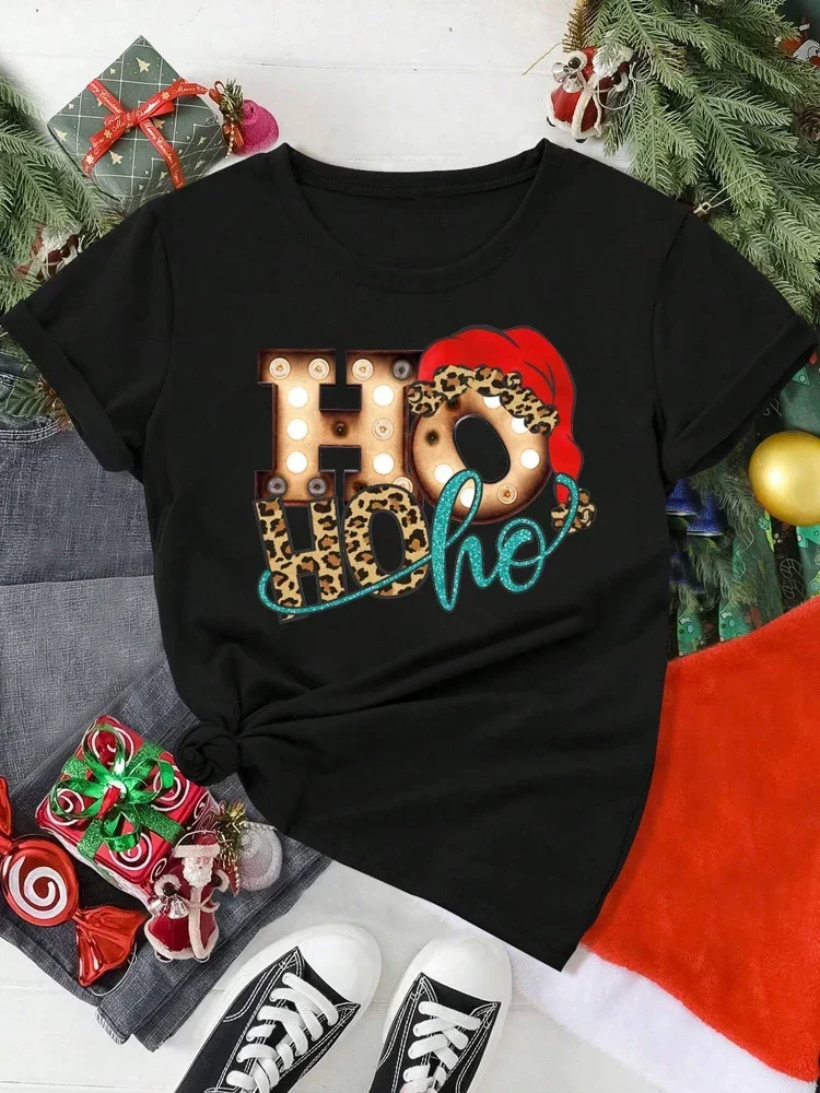 Vrouwen Kerst Kerstman Gedrukte T-shirt Kerst Xmas Cartoon Top T-shirt Harajuku Mode Nieuwjaar T-shirt Kleding