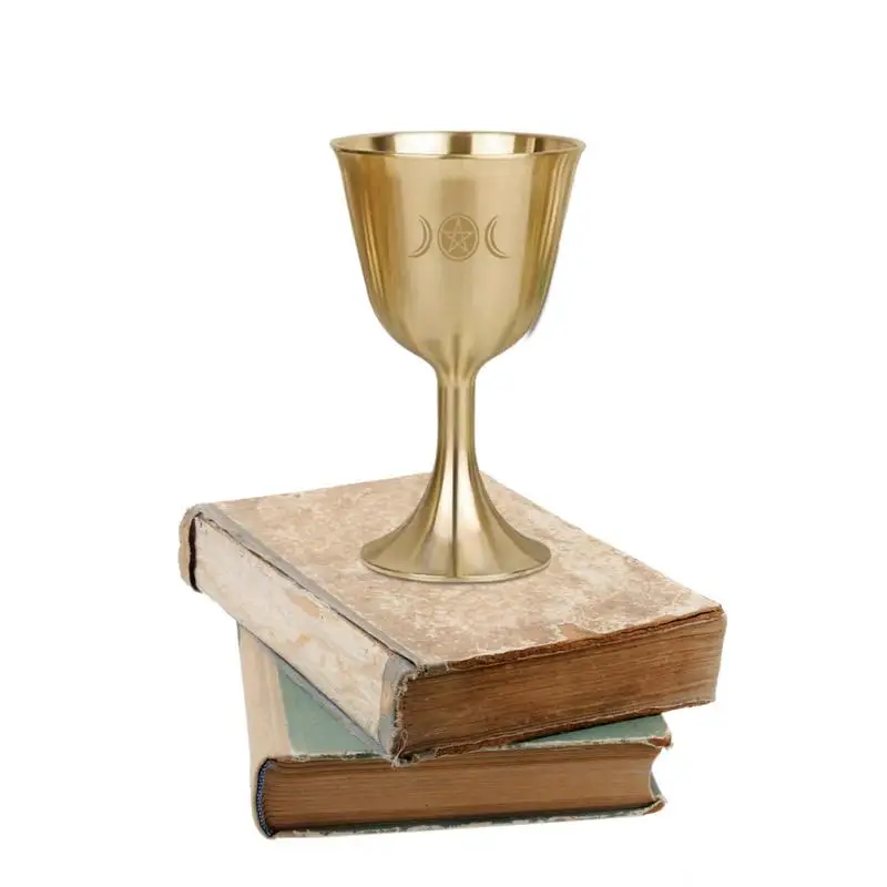 Pentagram Chalice Goblet Vintage Style Brass Goblet Wine Cup Brass Altars Rituals Prayers Anointing Decoration  Drinking Cup