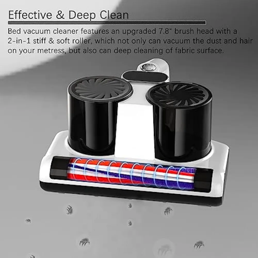 Mattress Vacuum Cleaner with UV & High Heating Tech, 12Kpa Strong Suction Handheld Vacuums of Bed Mattress Sofas, Pet Hair