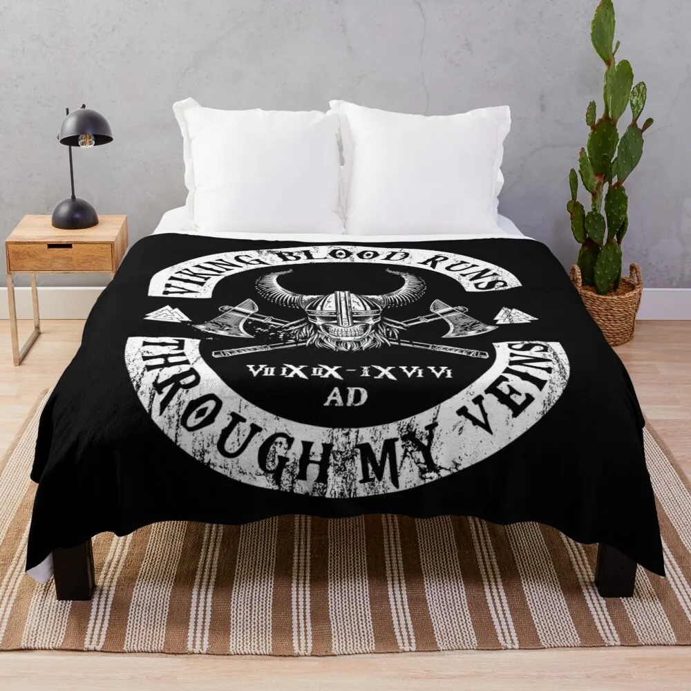 

Viking Blood Runs through my Veins Throw Blanket Retro Blankets Decorative Sofa Blankets Beach Blanket