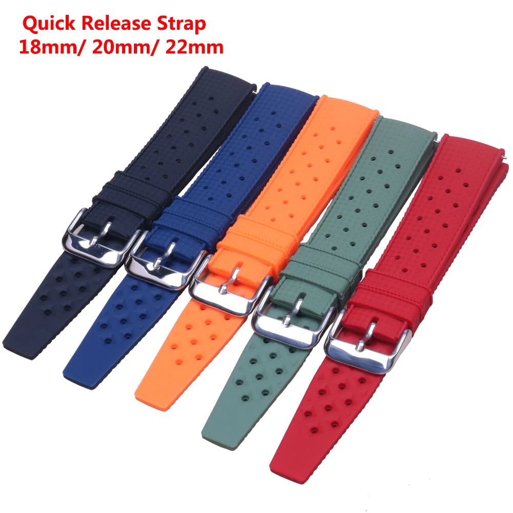 New Tropical Rubber Strap for Oris Seiko Citizen Quick Release Watch Band 18mm 20mm 22mm Silicone Tropic Strap Smart Watch Strap