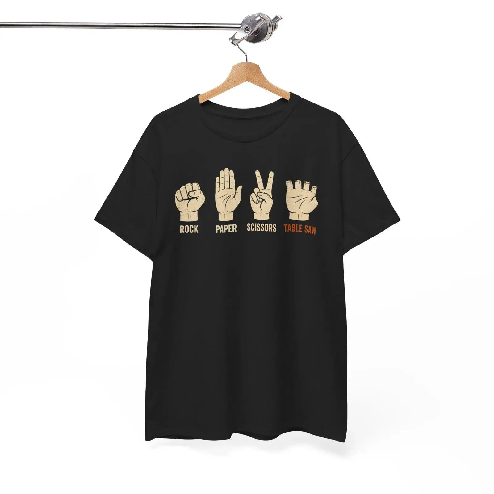 Funny Table Saw T Shirt Rock Paper Scissors Woodworking Carpenter Workshop for Dad Men vintage Washed Top For Everyday Wear