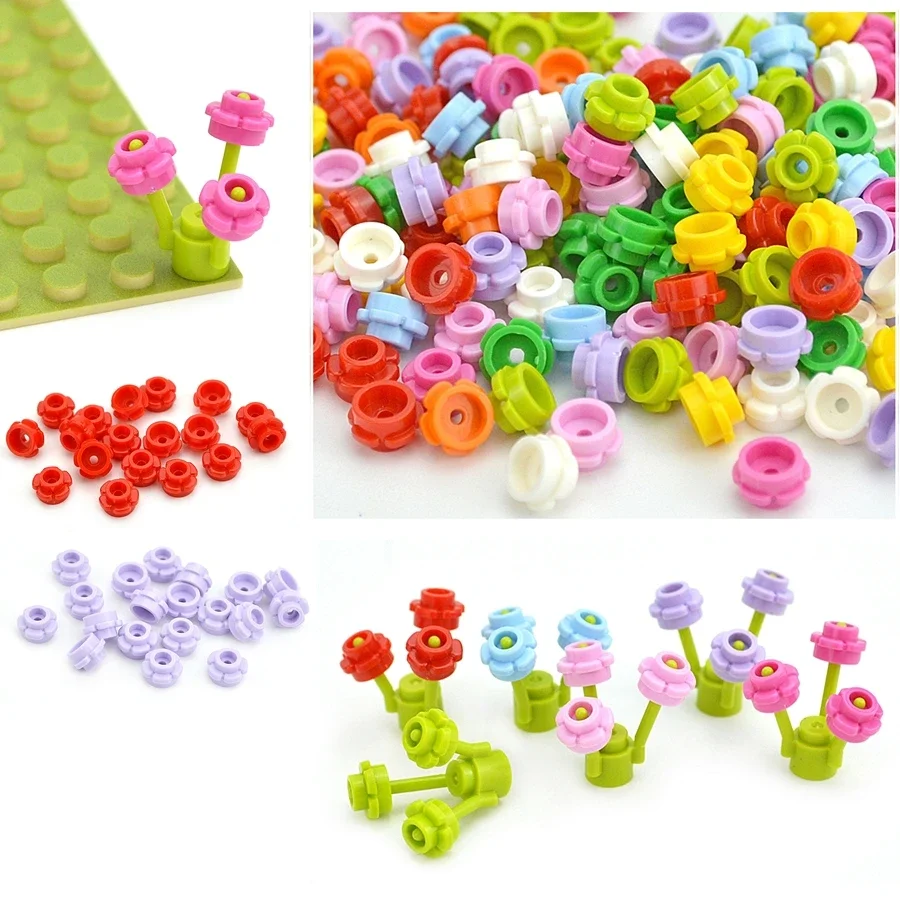 DIY Educational Assembles MOC Building Blocks 24866 1x1 five Petal Flowers Grass Plant Floret Compatible Construction Toy